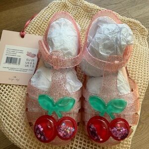 Pink Glitter Cherry Jelly Sandals for Kids